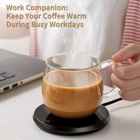 Coffee Mug Warmer for Desk with 8H Automatic Shut-Off, Adjustable Temperature Control, Compatible with Ceramic, Glass, and Stainless Steel Mugs（Black Black in Kuwait