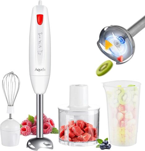 Immersion Blender 4 in 1, 16000rpm Speed, 400W Turbo Motor & Ergonomic Grip Hand Blender Set, Splash-Proof Stainless Steel Blades, for Soup, Baby Food, Smoothies, Sauce (Red+Ivory) in Saudi Arabia