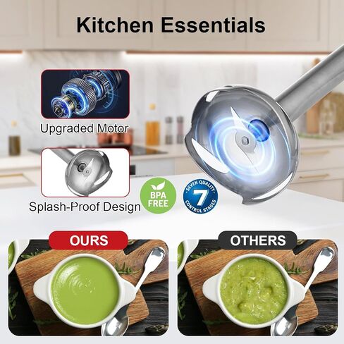 Immersion Blender 4 in 1, 16000rpm Speed, 400W Turbo Motor & Ergonomic Grip Hand Blender Set, Splash-Proof Stainless Steel Blades, for Soup, Baby Food, Smoothies, Sauce (Red+Ivory) in Saudi Arabia