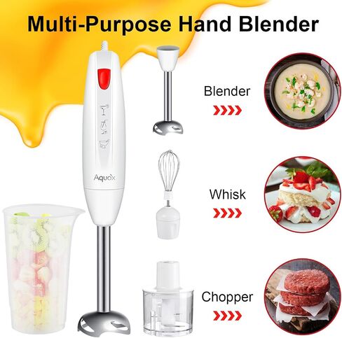 Immersion Blender 4 in 1, 16000rpm Speed, 400W Turbo Motor & Ergonomic Grip Hand Blender Set, Splash-Proof Stainless Steel Blades, for Soup, Baby Food, Smoothies, Sauce (Red+Ivory) in Saudi Arabia