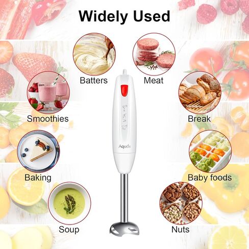 Immersion Blender 4 in 1, 16000rpm Speed, 400W Turbo Motor & Ergonomic Grip Hand Blender Set, Splash-Proof Stainless Steel Blades, for Soup, Baby Food, Smoothies, Sauce (Red+Ivory) in Saudi Arabia