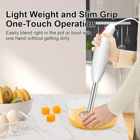 Immersion Blender 4 in 1, 16000rpm Speed, 400W Turbo Motor & Ergonomic Grip Hand Blender Set, Splash-Proof Stainless Steel Blades, for Soup, Baby Food, Smoothies, Sauce (Red+Ivory) in Saudi Arabia