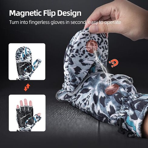 RUNCL Ice Fishing Gloves Convertible Mittens Flip Fingerless Mittens with 3M Thinsulate-Winter Fishing Gloves, Windproof Gloves for Men Women-Ideal for Winter Fishing, Photography, Kayaking… in Saudi Arabia