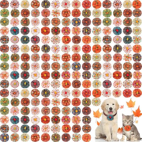 Silkfly 200 Pcs Fall Dog Collar Flowers Charms Bulk Thanksgiving Pet Flower Collar Bow Ties Holiday Dog Accessories Grooming Supplies Puppy Bows Slides Attachment for Small Medium Large Dogs Cat in Saudi Arabia