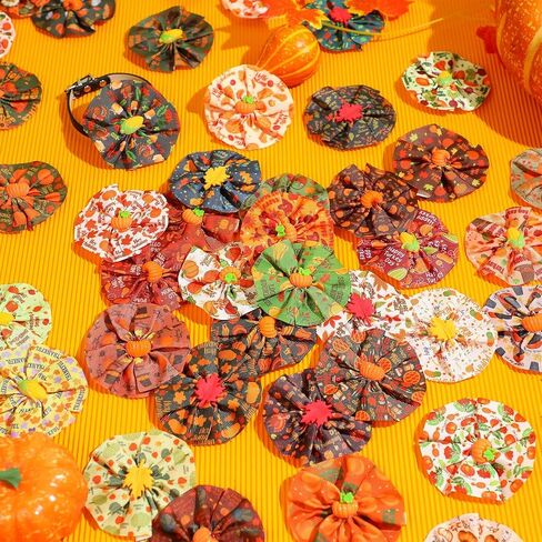 Silkfly 200 Pcs Fall Dog Collar Flowers Charms Bulk Thanksgiving Pet Flower Collar Bow Ties Holiday Dog Accessories Grooming Supplies Puppy Bows Slides Attachment for Small Medium Large Dogs Cat in Saudi Arabia