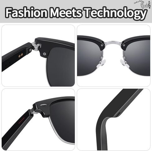 Bluetooth Smart Glasses for Men Women, Unisex Intelligent Sunglasses with Open Ear Music Audio Hand-Free Calling AAC Speaker and Remote Photo, Great Present for Friends Family in Saudi Arabia