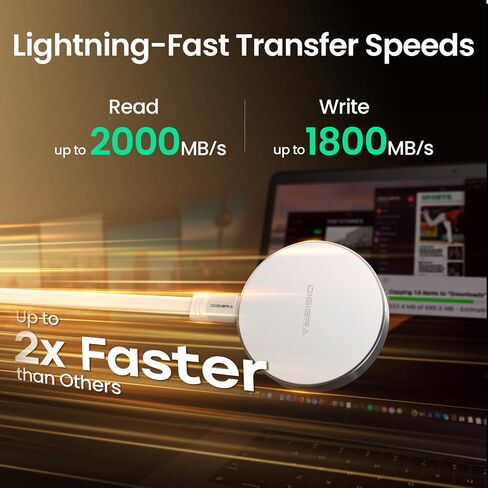 2TB Magnetic Portable SSD, External Solid State Drive with Type-C USB 3.2 Gen 2x2, Speeds Up to 2000MB/s, Compact & Durable, Ideal for Content Creators, Professionals, Gamers, White in Saudi Arabia