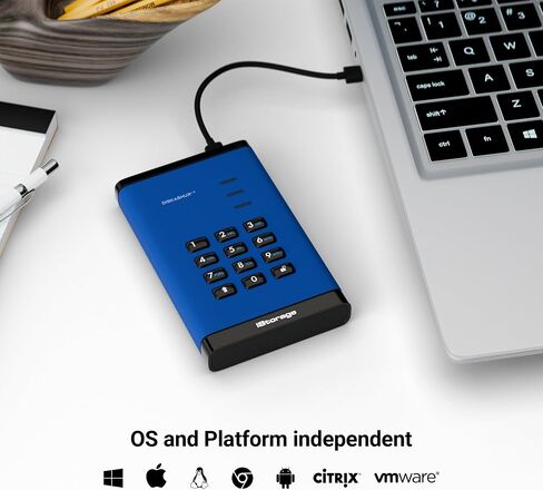 iStorage diskAshur3 SSD 2TB Blue - Secure Portable Solid State Drive - Password Protected - Dust & Water Resistant - Hardware Encryption in Saudi Arabia