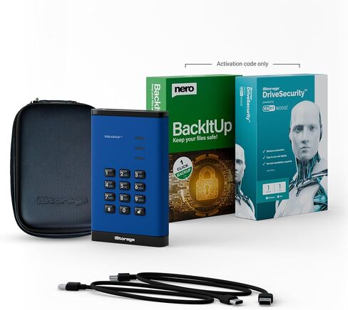 iStorage diskAshur3 SSD 2TB Blue - Secure Portable Solid State Drive - Password Protected - Dust & Water Resistant - Hardware Encryption in Saudi Arabia