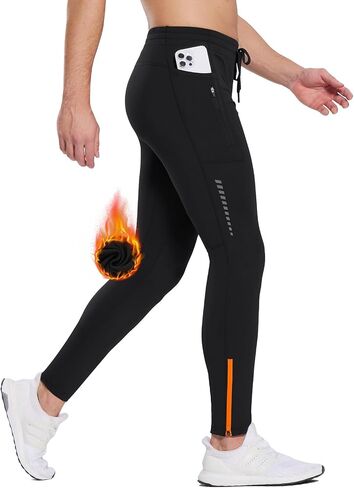 BALEAF Men's Thermal Running Tights Winter Cycling Pants Fleece Lined Compression Leggings Zipper Pockets Cold Weather Gear in Saudi Arabia