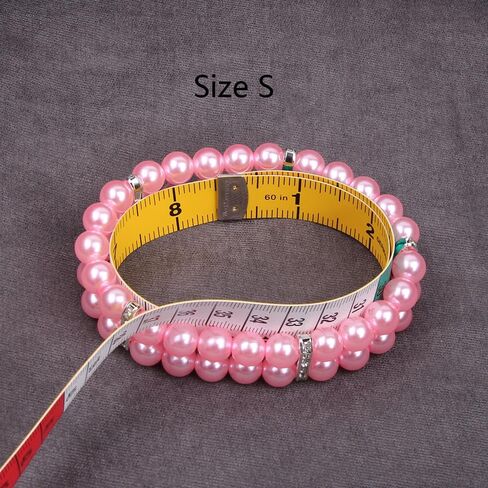 2 صفوف من اللؤلؤ للحيوانات الأليفة قلادة طوق بلينغ إكسسوارات سحر الحيوانات الأليفة جرو مجوهرات جرو تشيهواهوا يوركي مصنوعة يدويًا قابلة للتعديل (وردي، صغير جدًا) in Kuwait