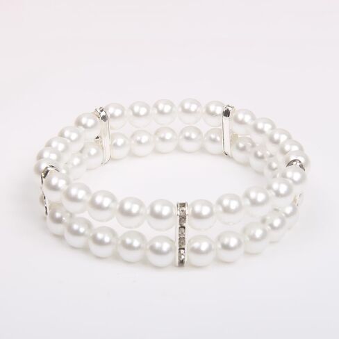 2 صفوف من اللؤلؤ للحيوانات الأليفة قلادة طوق بلينغ إكسسوارات سحر الحيوانات الأليفة جرو مجوهرات جرو تشيهواهوا يوركي مصنوعة يدويًا قابلة للتعديل (وردي، صغير جدًا) in Kuwait