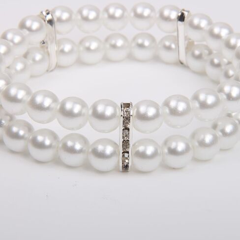 2 صفوف من اللؤلؤ للحيوانات الأليفة قلادة طوق بلينغ إكسسوارات سحر الحيوانات الأليفة جرو مجوهرات جرو تشيهواهوا يوركي مصنوعة يدويًا قابلة للتعديل (وردي، صغير جدًا) in Kuwait