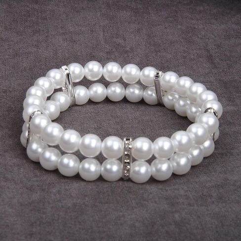 2 صفوف من اللؤلؤ للحيوانات الأليفة قلادة طوق بلينغ إكسسوارات سحر الحيوانات الأليفة جرو مجوهرات جرو تشيهواهوا يوركي مصنوعة يدويًا قابلة للتعديل (وردي، صغير جدًا) in Kuwait