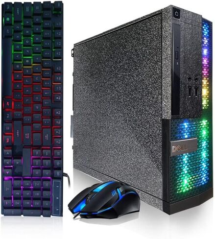 PC Treasure Box RGB Dell Desktop Computer Intel Quad Core I5 up to 3.6G, 16G, 512G SSD, WiFi & Bluetooth, RGB Gaming PC Keyboard & Mouse, DVD, Windows 10 Pro (Renewed) (Diamond Black) in Saudi Arabia
