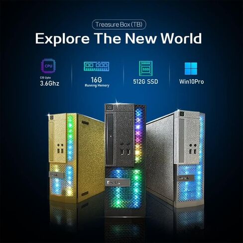 PC Treasure Box RGB Dell Desktop Computer Intel Quad Core I5 up to 3.6G, 16G, 512G SSD, WiFi & Bluetooth, RGB Gaming PC Keyboard & Mouse, DVD, Windows 10 Pro (Renewed) (Diamond Black) in Saudi Arabia