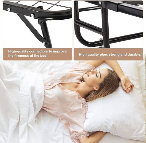 سرير ضيوف قابل للطي مع عجلات، سرير ضيوف محمول للتخييم، سرير محمول، سرير إضافي قابل للطي مقاس 3.9 بوصة، مرتبة إسفنجية مريحة، إطار قوي قوي للخدمة الشاقة L75W30H12 بوصة، أبيض in Kuwait