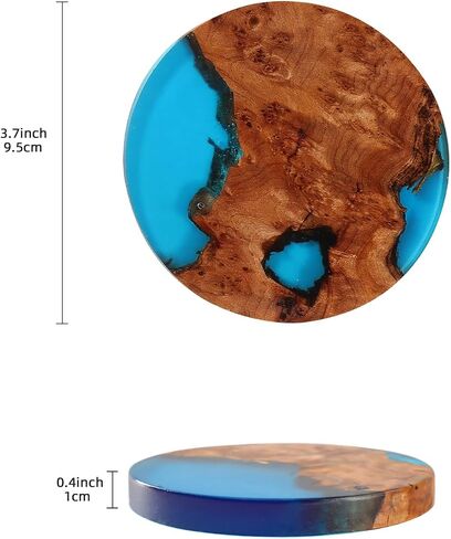Drink Coaster Set, Handmade Coasters, Wooden Waterproof Coasters, Epoxy Coaster for Coffee Table, Tabletop Decorative Artwork, Coasters Set of 4(4) in Saudi Arabia