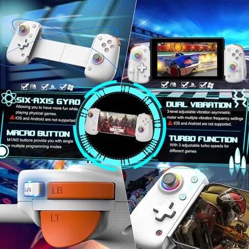 arVin Wireless Gamepad Controller for iPad Pro 13"/Air/Mini/Tablet/iPhone/Android/Switch/PS4/PC with Hall Effect Sensing Joystick/RGB Light/Turbo/Macro Key/6-Axis Gyro/Vibration/Streaming/Cloud Gaming in Saudi Arabia