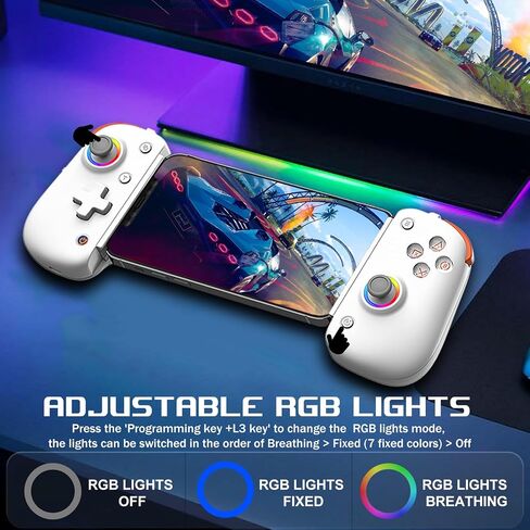 arVin Wireless Gamepad Controller for iPad Pro 13"/Air/Mini/Tablet/iPhone/Android/Switch/PS4/PC with Hall Effect Sensing Joystick/RGB Light/Turbo/Macro Key/6-Axis Gyro/Vibration/Streaming/Cloud Gaming in Saudi Arabia