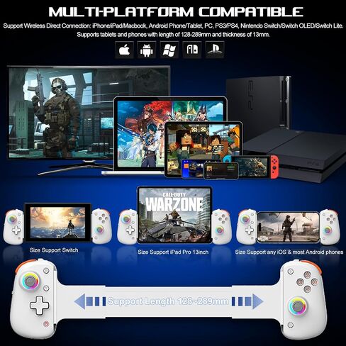 arVin Wireless Gamepad Controller for iPad Pro 13"/Air/Mini/Tablet/iPhone/Android/Switch/PS4/PC with Hall Effect Sensing Joystick/RGB Light/Turbo/Macro Key/6-Axis Gyro/Vibration/Streaming/Cloud Gaming in Saudi Arabia