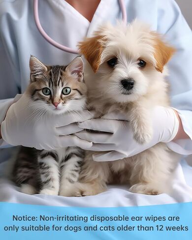 Dog Ear Wipes Finger, Ear Finger Wipes for Dogs & Cats, Ear Cleaner Finger Wipes for Ear Wax, Debris, Deodorizes, Relieve Ear Itching & Inflammation, Natural Pet Ear Wipe for Dog, 50 Count in Saudi Arabia