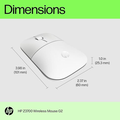 HP Z3700 G2 Wireless Mouse - Natural Silver, Sleek Portable Design fits Comfortably Anywhere, 2.4GHz Wireless Receiver, Blue Optical Sensor, Wins PC, Laptop, Notebook, Mac, Chromebook (66Z09AA#ABL) in Saudi Arabia