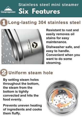 camping moon Mini Steamer φ4.7-Inch for Sierra Cup 304 Stainless Steel with Wood Lid S362-MG in Kuwait