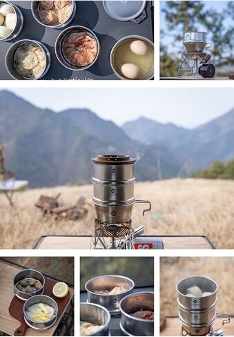 camping moon Mini Steamer φ4.7-Inch for Sierra Cup 304 Stainless Steel with Wood Lid S362-MG in Kuwait