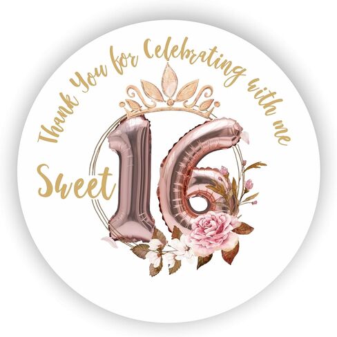 ملصقات Sweet Sixteen Party Favor - ملصقات حفلات أعياد الميلاد - ملصقات شكرًا لك على الاحتفال معي - مجموعة من 40 ملصقًا in Saudi Arabia