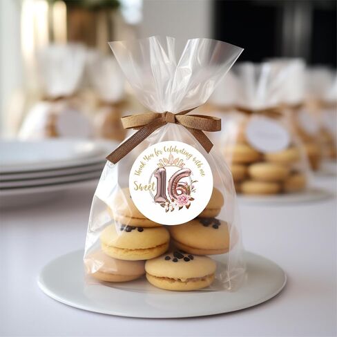 ملصقات Sweet Sixteen Party Favor - ملصقات حفلات أعياد الميلاد - ملصقات شكرًا لك على الاحتفال معي - مجموعة من 40 ملصقًا in Saudi Arabia