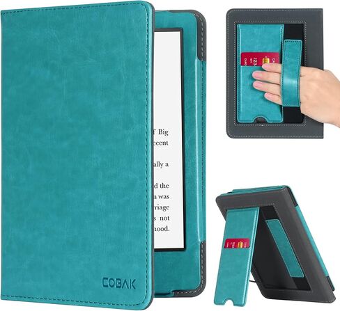 حافظة CoBak مع حامل لجهاز Kindle Paperwhite - غطاء متين من جلد البولي يوريثان مع خاصية التنبيه التلقائي للنوم، وفتحة للبطاقة، وميزة حزام اليد - يناسب جهاز Kindle Paperwhite من الجيل الحادي عشر مقاس 6.8 بوصات إصدار التوقيع 2021 in Saudi Arabia
