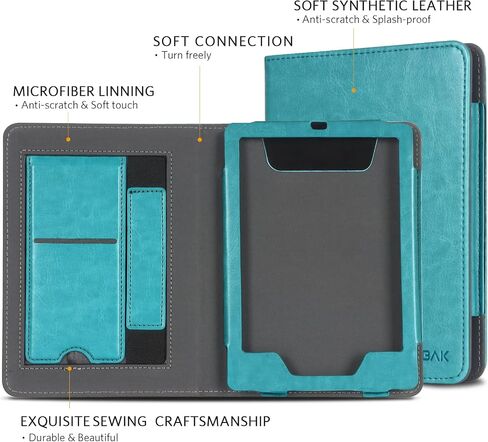 حافظة CoBak مع حامل لجهاز Kindle Paperwhite - غطاء متين من جلد البولي يوريثان مع خاصية التنبيه التلقائي للنوم، وفتحة للبطاقة، وميزة حزام اليد - يناسب جهاز Kindle Paperwhite من الجيل الحادي عشر مقاس 6.8 بوصات إصدار التوقيع 2021 in Saudi Arabia