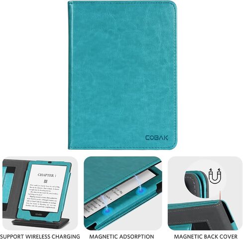 حافظة CoBak مع حامل لجهاز Kindle Paperwhite - غطاء متين من جلد البولي يوريثان مع خاصية التنبيه التلقائي للنوم، وفتحة للبطاقة، وميزة حزام اليد - يناسب جهاز Kindle Paperwhite من الجيل الحادي عشر مقاس 6.8 بوصات إصدار التوقيع 2021 in Saudi Arabia