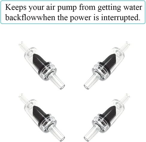 صمامات فحص مضخة الهواء 4 مم طريقة واحدة لمضخة حوض السمك بدون تدفق مياه عكسي تمنع سيفون فيضان بدون ضوضاء، خرطوم أنبوبي مناسب أسود من البلاستيك الشفاف 6 قطع in Kuwait
