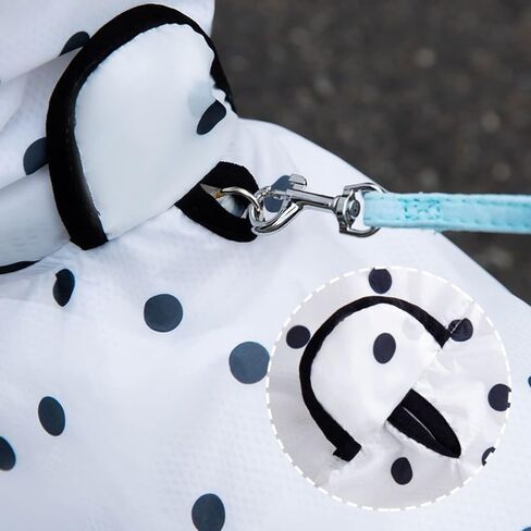 Waterproof Dog Raincape White Poncho with Black Dots Raincoat Waterproof Dog Raincoats for Small Medium Large Dogs,Poncho with Leash Hole (Large 8-11 Ib) in Saudi Arabia