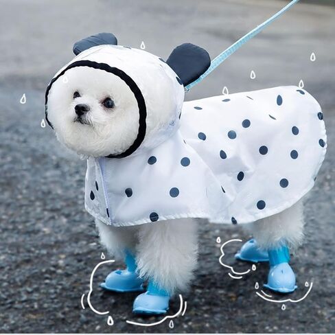 Waterproof Dog Raincape White Poncho with Black Dots Raincoat Waterproof Dog Raincoats for Small Medium Large Dogs,Poncho with Leash Hole (Large 8-11 Ib) in Saudi Arabia
