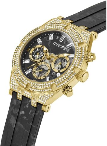 GUESS Mens Sport Multifunction 44mm Watch – Silver-Tone Stainless Steel Case with Black Skelton Dial & Bracelet in Saudi Arabia