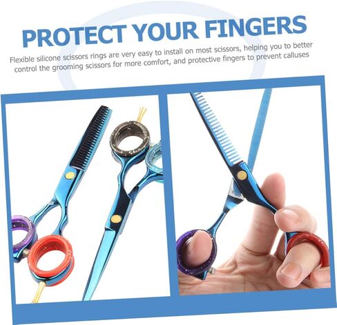20Pcs Soft Silicone Finger Rings for Pet Shears and Barber Scissors Comfortable Finger Inserts Grips Thumb Protector Grooming Shear Accessories for Dog Hair Cutting in Kuwait