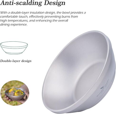 iBasingo 300ml /10.12 fl.oz Titanium Double Walled Bowl Heat Insulation Durable Soup Bowl Rice Oatmeal bowl Outdoor Camping Ultralight Portable Tableware Ti1082T in Saudi Arabia