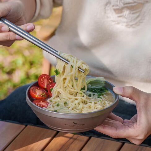 iBasingo 300ml /10.12 fl.oz Titanium Double Walled Bowl Heat Insulation Durable Soup Bowl Rice Oatmeal bowl Outdoor Camping Ultralight Portable Tableware Ti1082T in Saudi Arabia