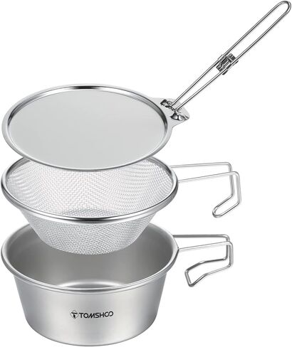 مجموعة أدوات المطبخ، وعاء كوب سييرا من الفولاذ المقاوم للصدأ مع مصفاة شبكية وغطاء للتخييم والمشي لمسافات طويلة وحقيبة الظهر in Kuwait