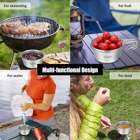 مجموعة أدوات المطبخ، وعاء كوب سييرا من الفولاذ المقاوم للصدأ مع مصفاة شبكية وغطاء للتخييم والمشي لمسافات طويلة وحقيبة الظهر in Kuwait