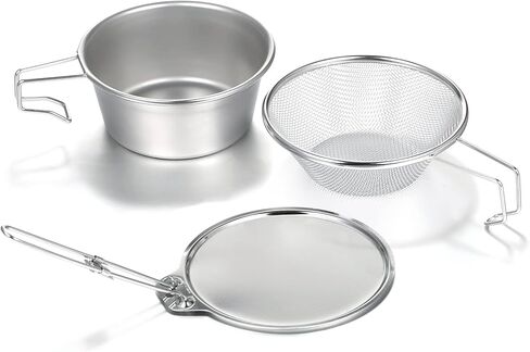 مجموعة أدوات المطبخ، وعاء كوب سييرا من الفولاذ المقاوم للصدأ مع مصفاة شبكية وغطاء للتخييم والمشي لمسافات طويلة وحقيبة الظهر in Kuwait