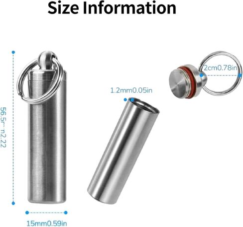 Stainless Steel Survival Pill Storage, Air-Tight Waterproof Capsule Bottle with A Seal Ring for Putting Pills or Medicines Outdoor Camping Hiking in Saudi Arabia