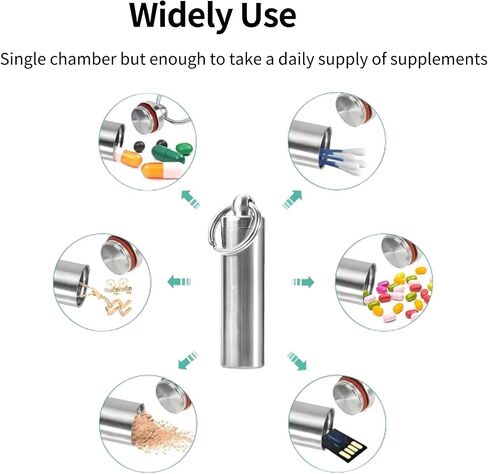 Stainless Steel Survival Pill Storage, Air-Tight Waterproof Capsule Bottle with A Seal Ring for Putting Pills or Medicines Outdoor Camping Hiking in Saudi Arabia