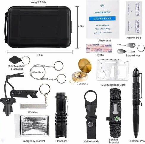 18-in-1 EDC Survival Kit with 30+ Functions for Urban EDC, Camping, Fishing, Hunting, Tactical, Emergency Preparedness & Response in Saudi Arabia