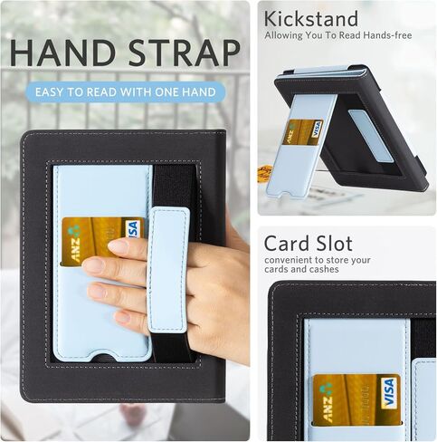 CoBak Case with Stand for Kindle Paperwhite - Durable PU Leather Cover with Auto Sleep Wake, Card Slot, Hand Strap Feature - Fits Kindle Paperwhite 11th Generation 6.8" Signature Edition 2021 Released in Saudi Arabia