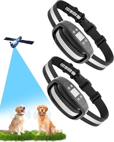 GPS Wireless Dog Fence for 2 Dogs, Electric Collar Fence Satellite Technology Pet Containment System by GPS Signal Boundary for Dogs with Waterproof & Rechargeable Collar Receiver in Saudi Arabia