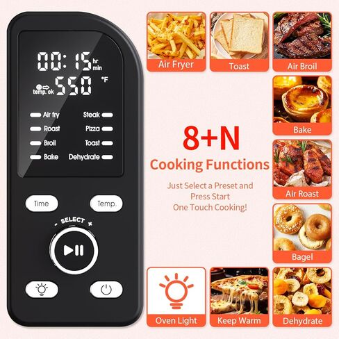 Beelicous Pro 19QT Digital 8-in-1 Air Fryer Toaster Oven, 550°F Flavor-Lock Tech, Flip Up & Away Capability, 40+ Recipes, Airfryer Countertop Oven Combo, 4 Accessories, Fit 13" Pizza, Black in Kuwait